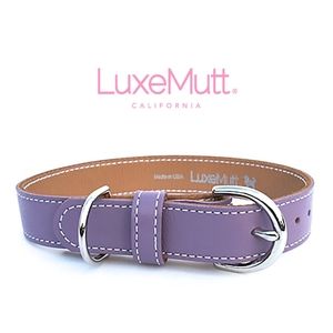 NEW Luxe Mutt Handmade Leather Grapeseed Butterscotch Dog Collar Large 12" 14"
